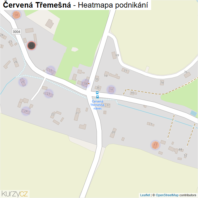 Mapa Červená Třemešná - Firmy v části obce.