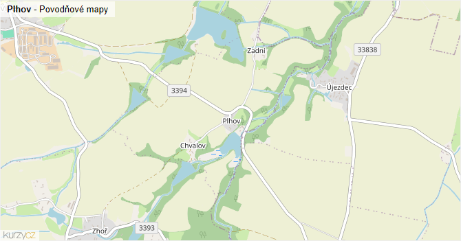 Plhov - záplavové mapy stoleté vody