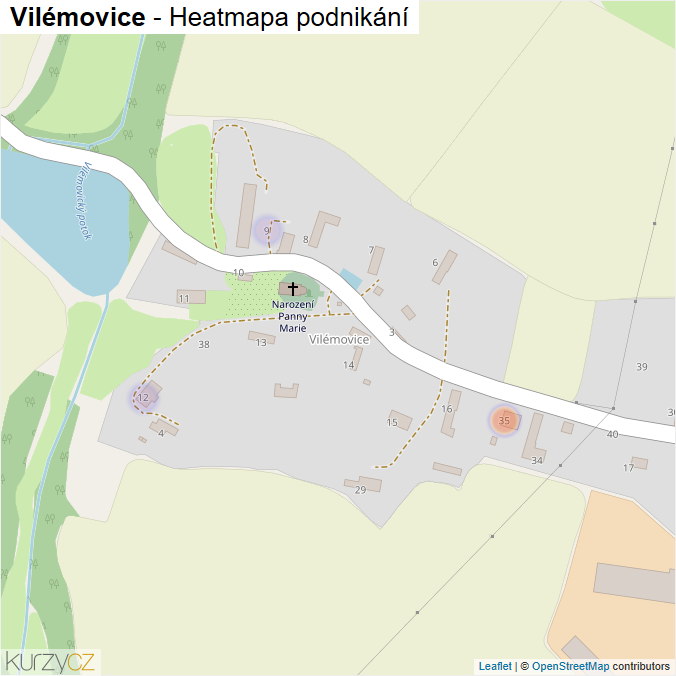 Mapa Vilémovice - Firmy v části obce.