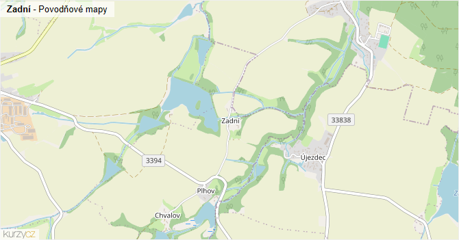 Zadní - záplavové mapy stoleté vody