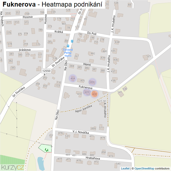 Mapa Fuknerova - Firmy v ulici.