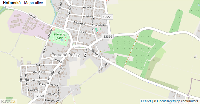 Hořanská - mapa ulice