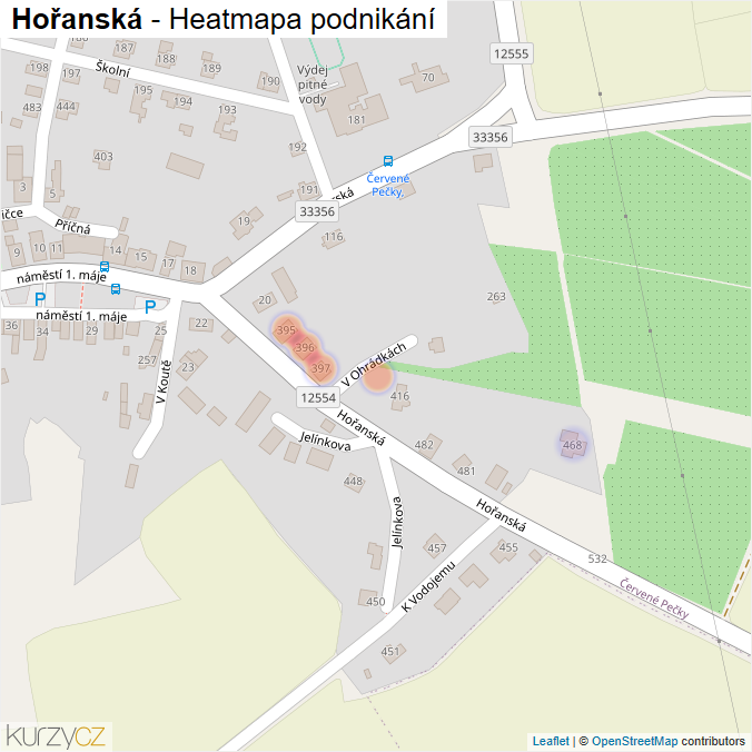 Mapa Hořanská - Firmy v ulici.