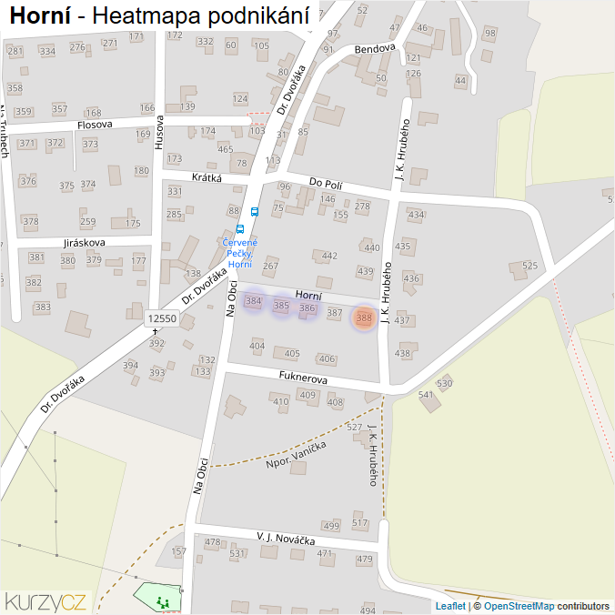 Mapa Horní - Firmy v ulici.