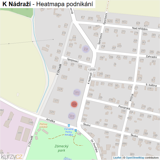 Mapa K Nádraží - Firmy v ulici.