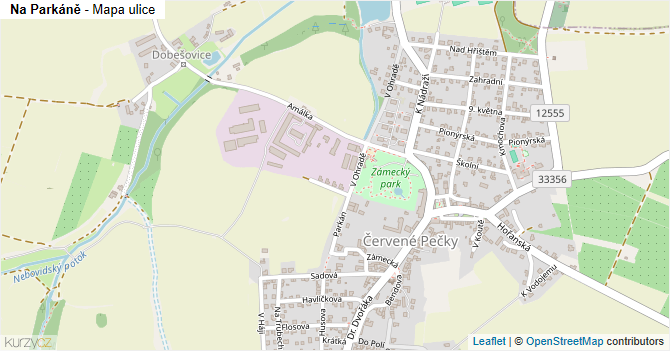 Na Parkáně - mapa ulice