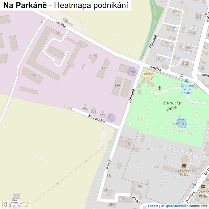 Mapa Na Parkáně - Firmy v ulici.