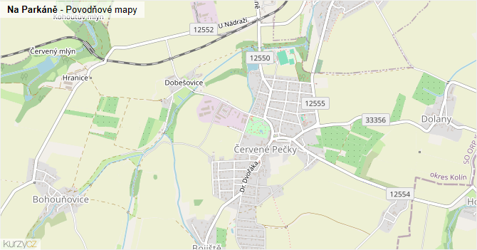 Na Parkáně - záplavové mapy stoleté vody