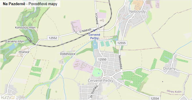 Na Pazderně - záplavové mapy stoleté vody