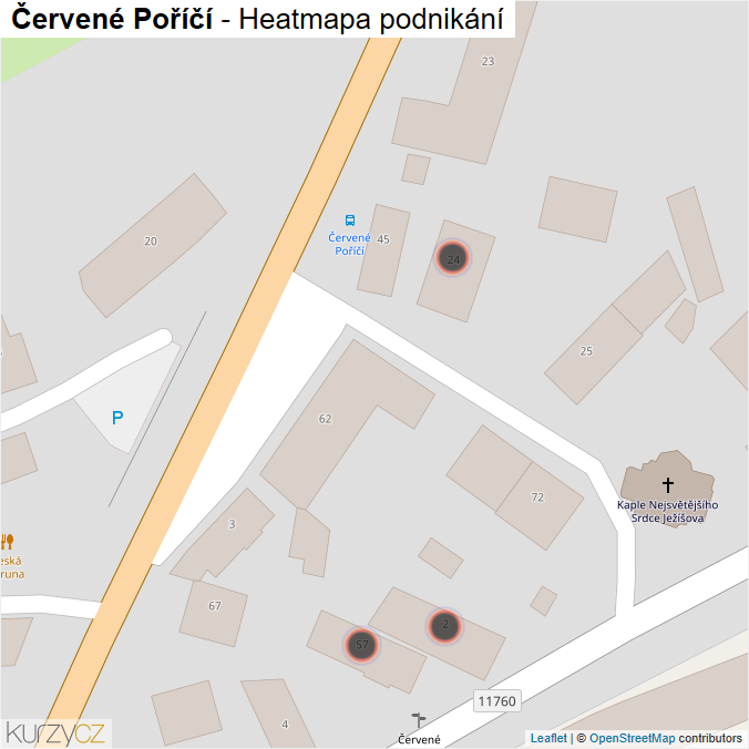 Mapa Červené Poříčí - Firmy v obci.