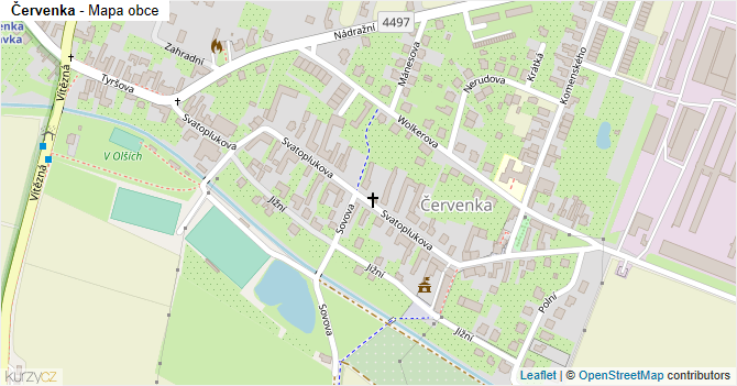 Červenka - mapa obce
