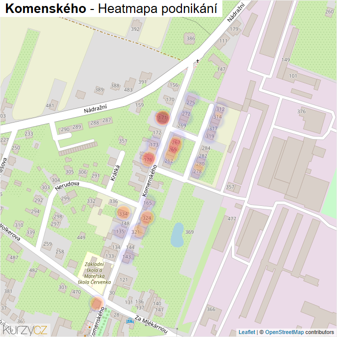 Mapa Komenského - Firmy v ulici.