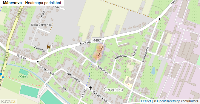 Mánesova - mapa podnikání
