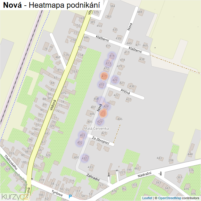 Mapa Nová - Firmy v ulici.