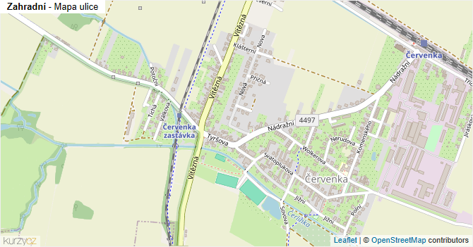 Zahradní - mapa ulice