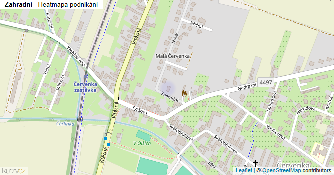 Zahradní - mapa podnikání