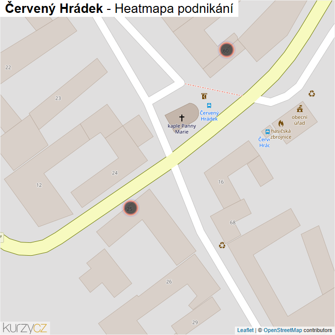 Mapa Červený Hrádek - Firmy v obci.
