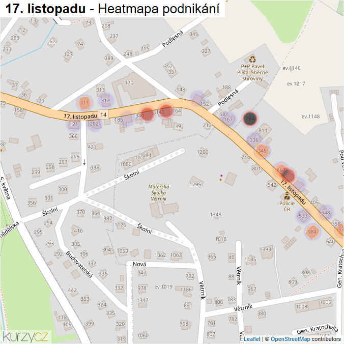 Mapa 17. listopadu - Firmy v ulici.