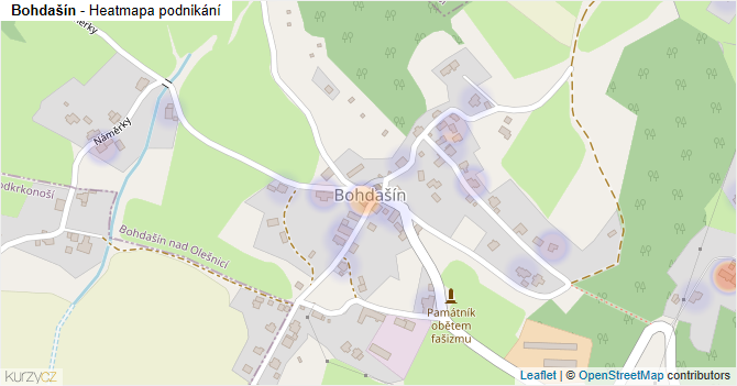 Bohdašín - mapa podnikání