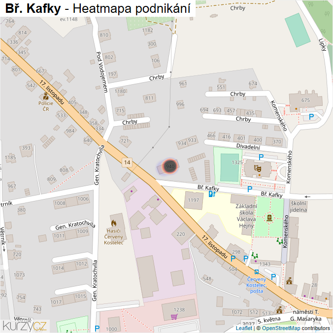 Mapa Bř. Kafky - Firmy v ulici.