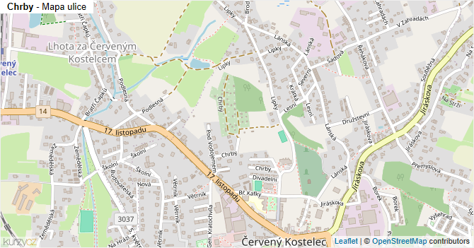 Chrby - mapa ulice