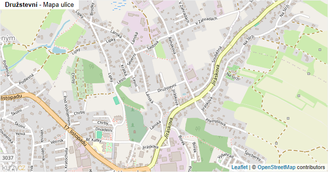 Družstevní - mapa ulice