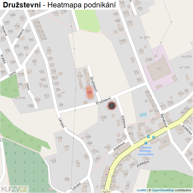Mapa Družstevní - Firmy v ulici.