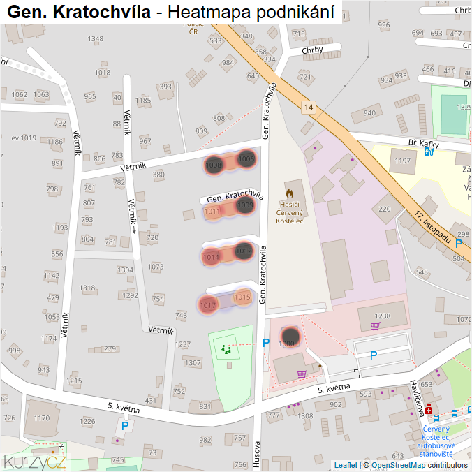 Mapa Gen. Kratochvíla - Firmy v ulici.
