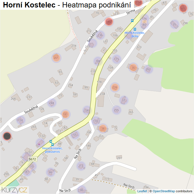 Mapa Horní Kostelec - Firmy v části obce.