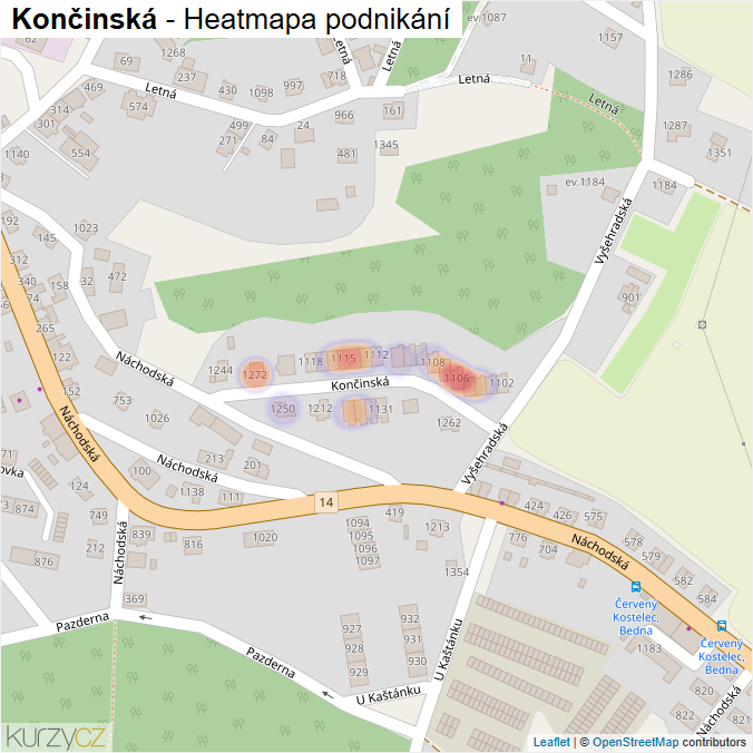 Mapa Končinská - Firmy v ulici.