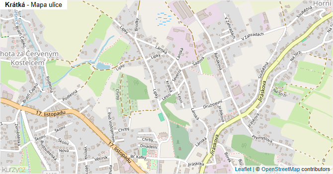 Krátká - mapa ulice