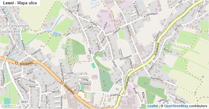Lesní - mapa ulice