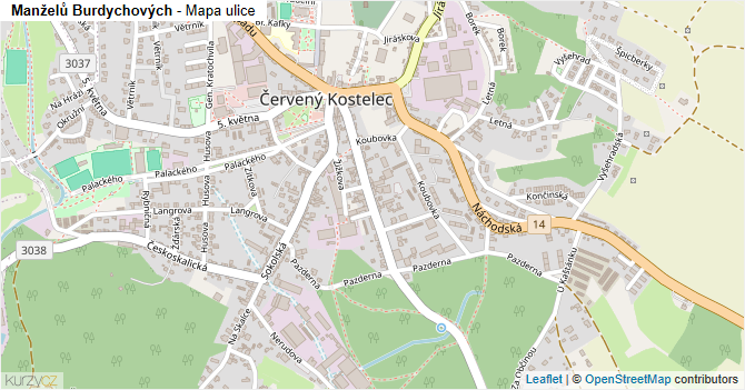 Manželů Burdychových - mapa ulice