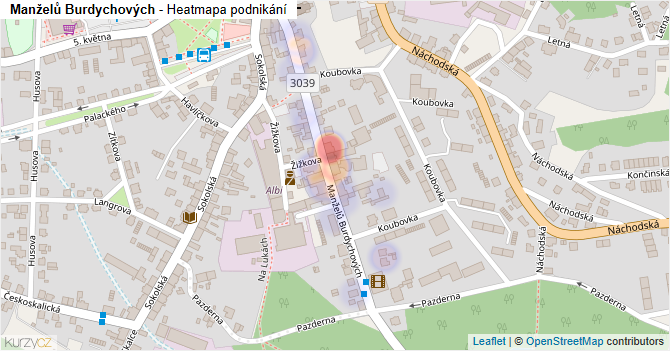 Manželů Burdychových - mapa podnikání