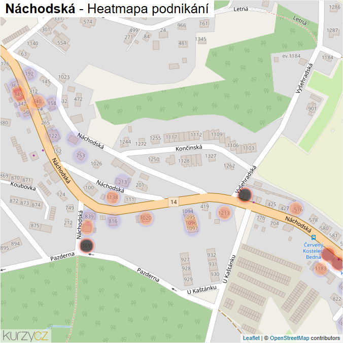 Mapa Náchodská - Firmy v ulici.