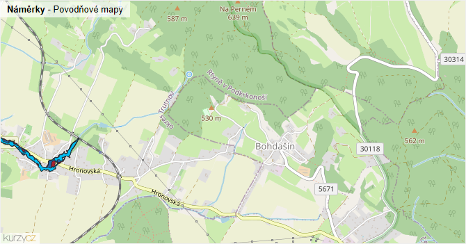 Náměrky - záplavové mapy stoleté vody