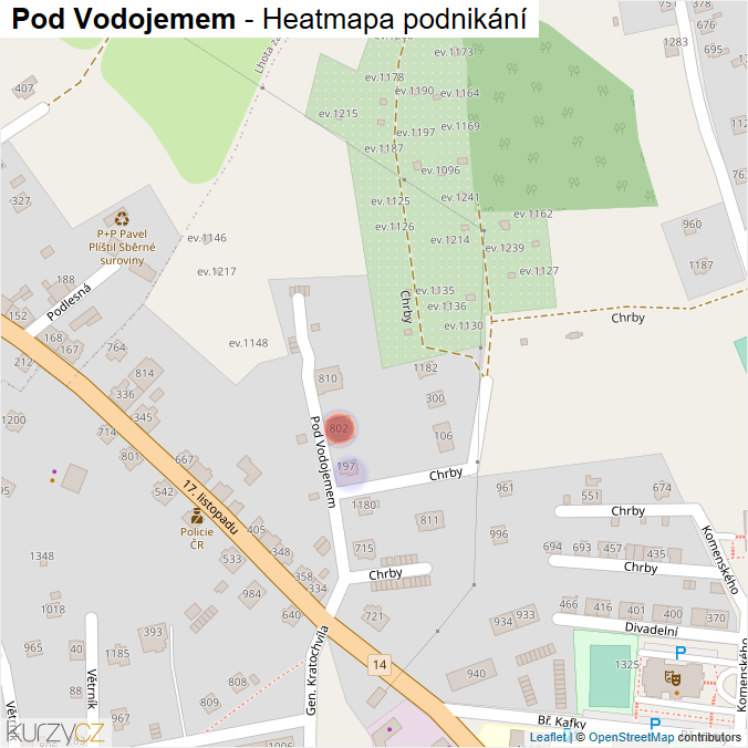 Mapa Pod Vodojemem - Firmy v ulici.