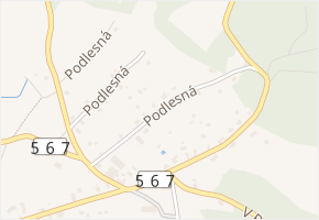 Podlesná v obci Červený Kostelec - mapa ulice