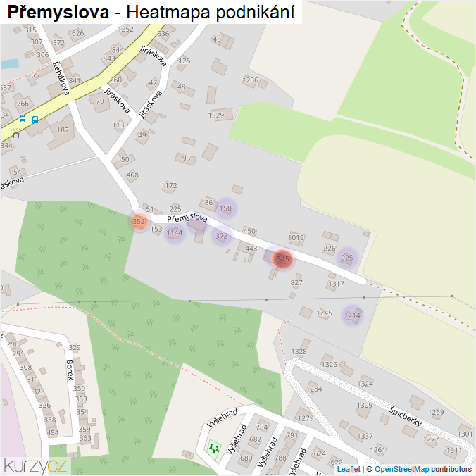Mapa Přemyslova - Firmy v ulici.
