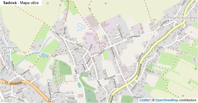 Sadová - mapa ulice