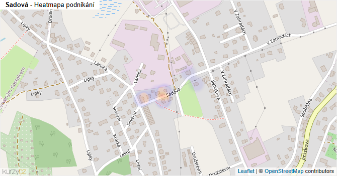 Sadová - mapa podnikání