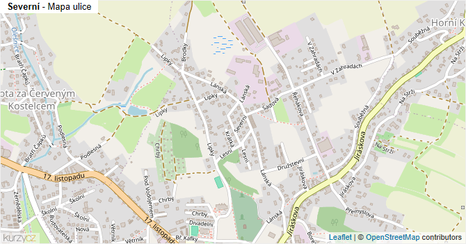 Severní - mapa ulice