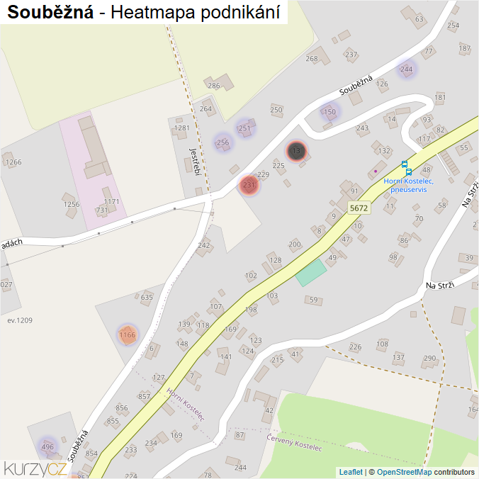 Mapa Souběžná - Firmy v ulici.