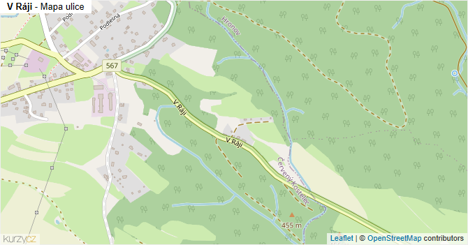 V Ráji - mapa ulice