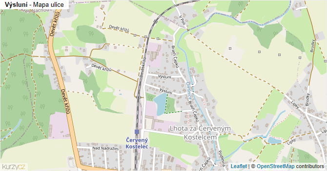 Výsluní - mapa ulice