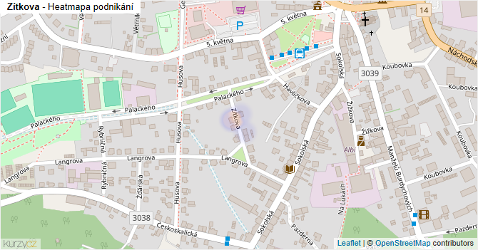 Zítkova - mapa podnikání