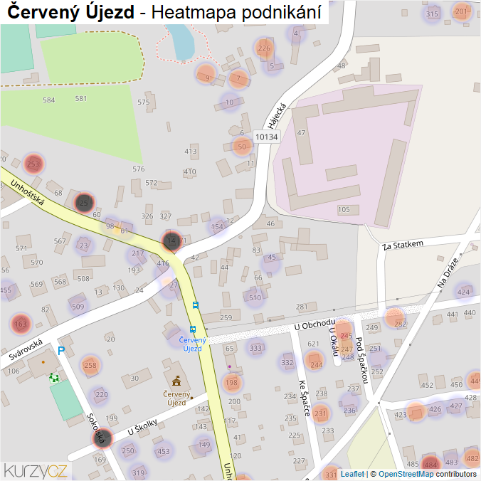 Mapa Červený Újezd - Firmy v obci.