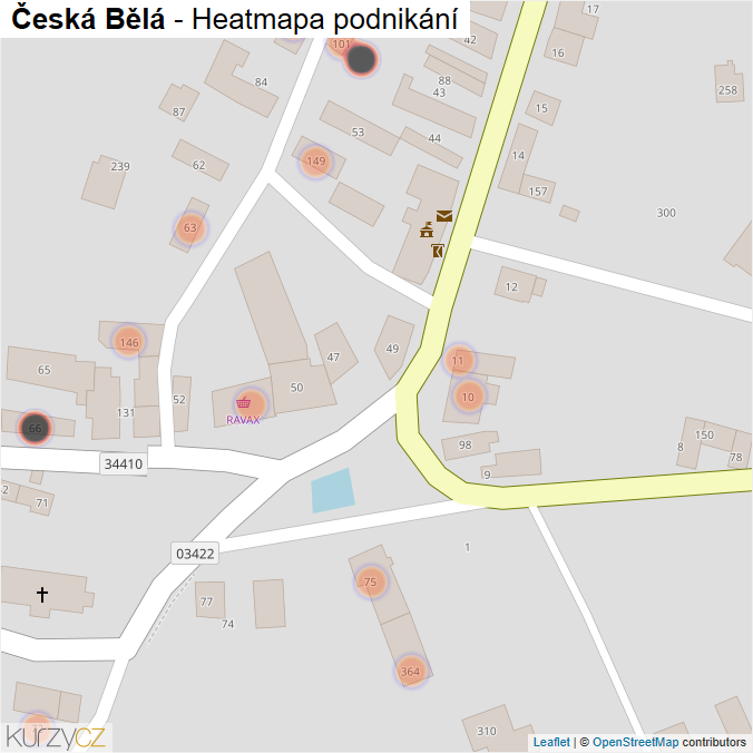 Mapa Česká Bělá - Firmy v obci.