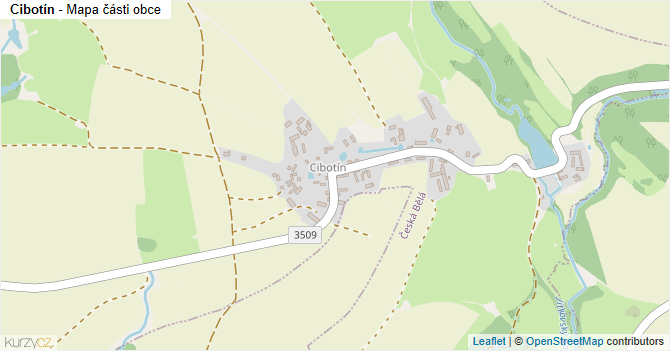 Cibotín - mapa části obce