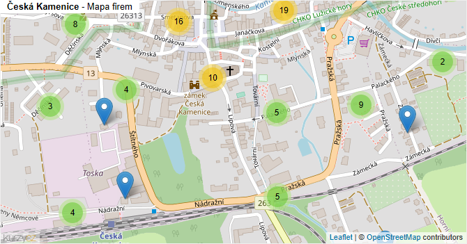 Česká Kamenice - mapa firem
